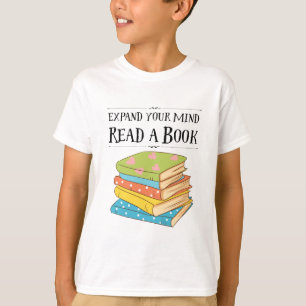 Camiseta Expanda sua mente... ler um livro