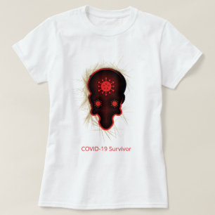 Camiseta Experiência da COVID-19, Caveira Negra e Vermelha,