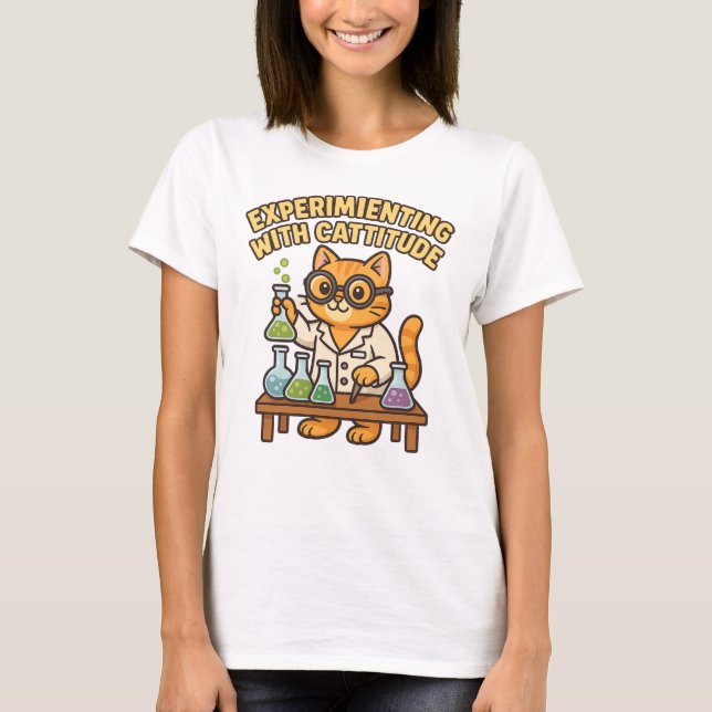 Camiseta Experimentação com Cattitude - Camisa-T de Gato de (Frente)