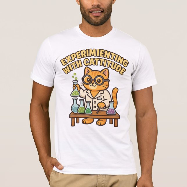 Camiseta Experimentação com Cattitude - Camisa-T de Gato de (Frente)