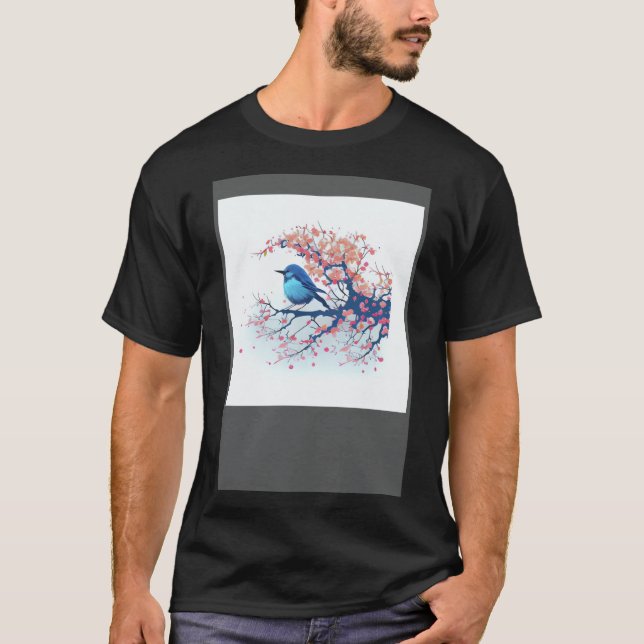 Camiseta Experimente a beleza da natureza com o pássaro azu (Frente)