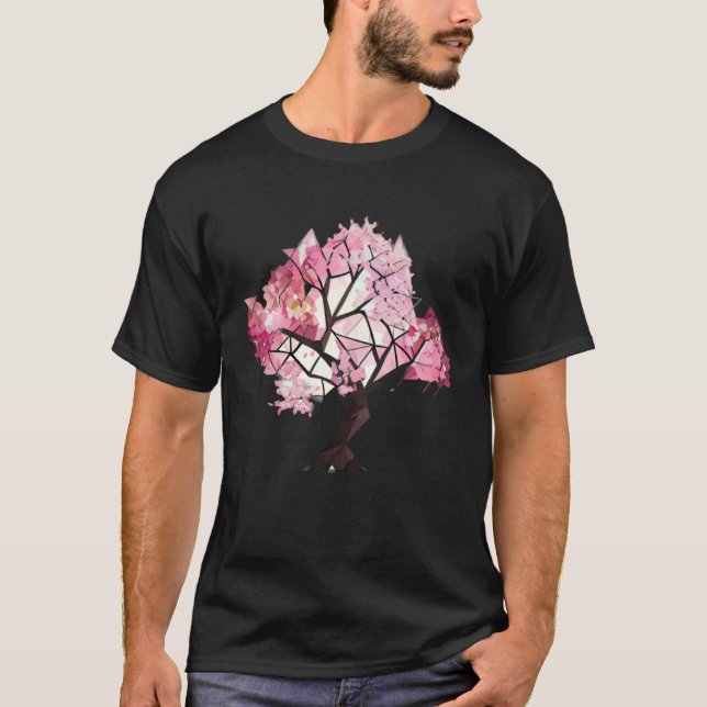 Camiseta Experimente a Magia da Árvore Geométrica de Cereje (Frente)