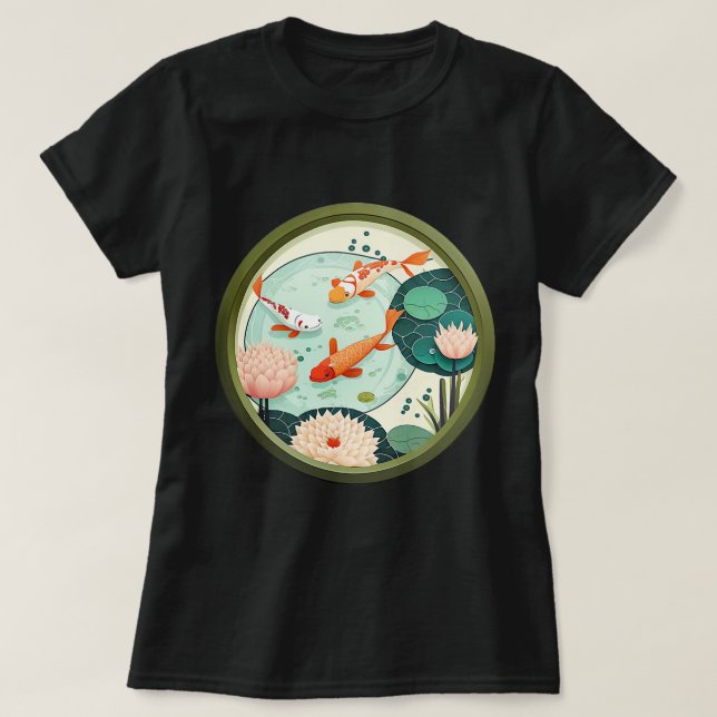 Camiseta Experimente o mago e charme Adorável Peixe Koi P (Frente do Design)