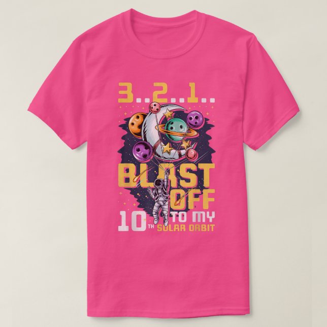 Camiseta Explodir para a minha 10ª órbita solar, 10º aniver (Frente do Design)