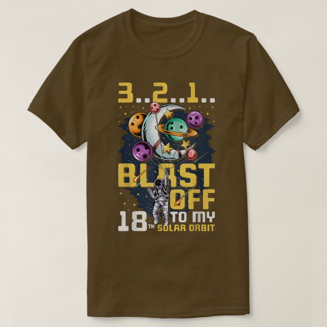 Camiseta Explodir para a minha 18ª órbita solar, 18º aniver (Frente do Design)