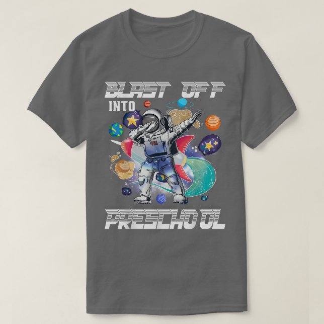 Camiseta Explodir Para O Espaço Do Astronauta Da Pré-Escoli (Frente do Design)