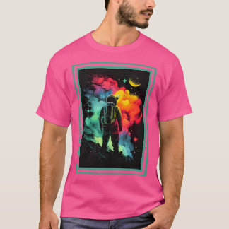 Camiseta Exploração de Astronautas Vibrantes Interestelares