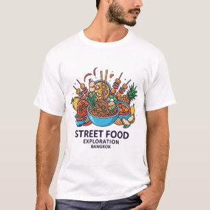 CAMISETA EXPLORAÇÃO DE COMIDA DE RUA DE BANGUECOQUE
