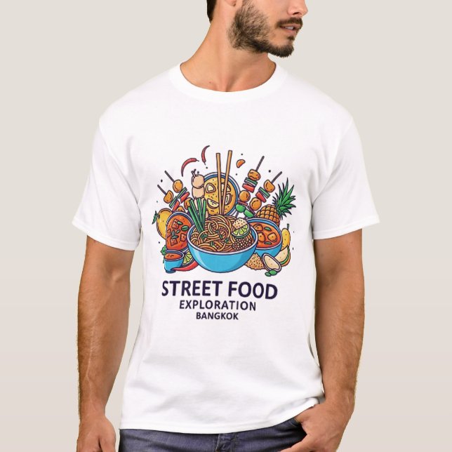 CAMISETA EXPLORAÇÃO DE COMIDA DE RUA DE BANGUECOQUE (Frente)