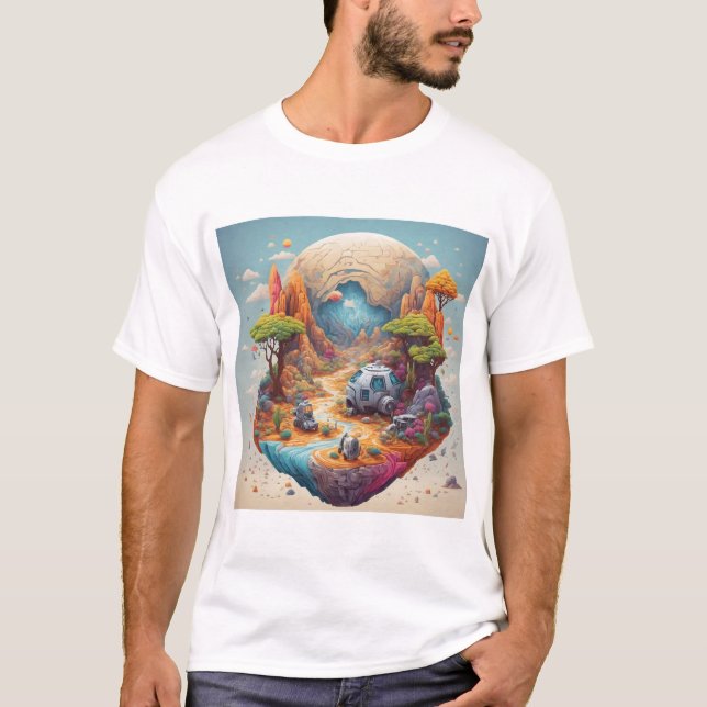Camiseta Exploração de Espaço em Planeta Desconhecido (Frente)