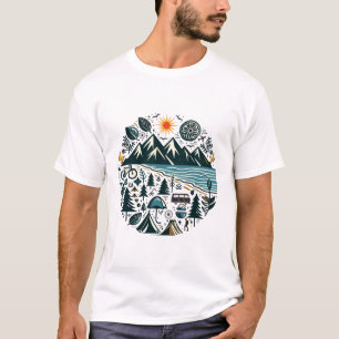 Camiseta Exploração de Viagem de Camping de Aventura da Nat