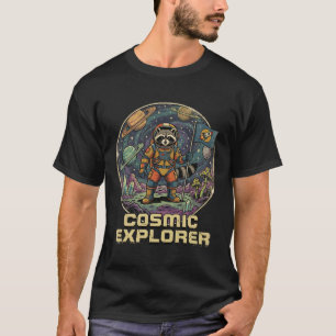 Camiseta Explorador Cósmico Guaxinim Vintage Ficção Científ