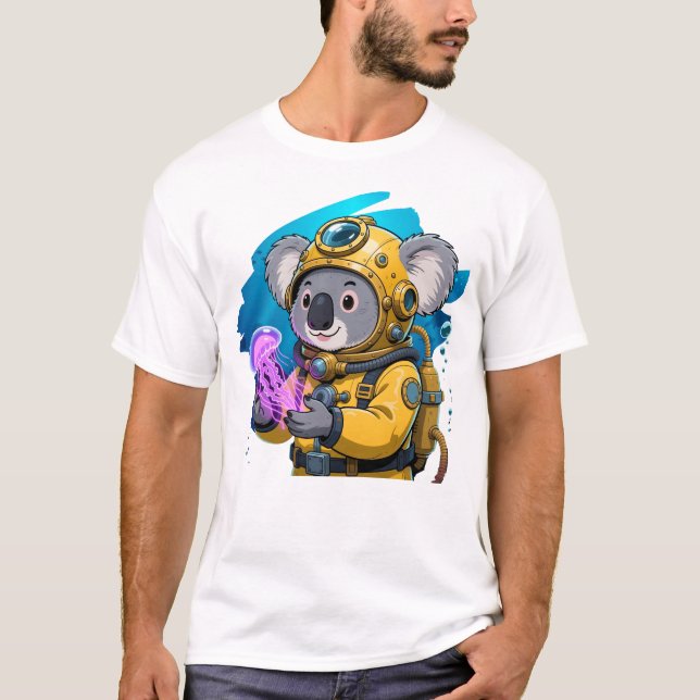 Camiseta Explorador de Desenho Animado Fofo de Koala em Mer (Frente)