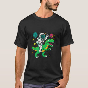 Camiseta Explorador de Espaço que Serve um Dinossauro no Es