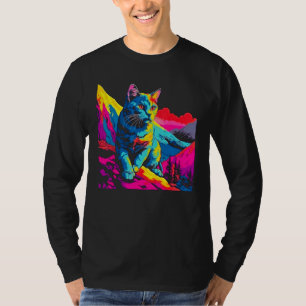 Camiseta Explorador de Gatos Pop Art