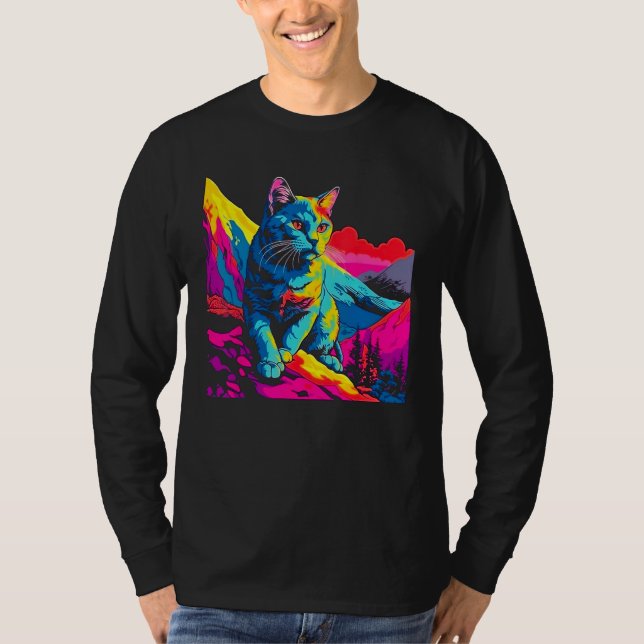 Camiseta Explorador de Gatos Pop Art (Frente)