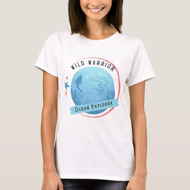 Camiseta Explorador do Oceano Guerreiro Selvagem (Frente)