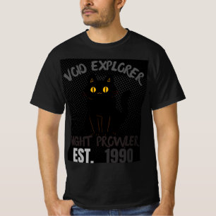 Camiseta Explorador do Vazio Notívago Gráfico de Gato Preto