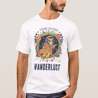 Camiseta Explorador Espacial Astronauta Gato Cósmico Viagem