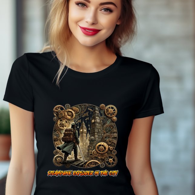Camiseta Explorador Steampunk na Cidade de Gears T-Shirt (Criador carregado)