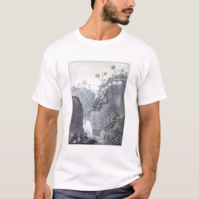 Camiseta Exploradores com expedição de Humboldt no basalto (Frente)