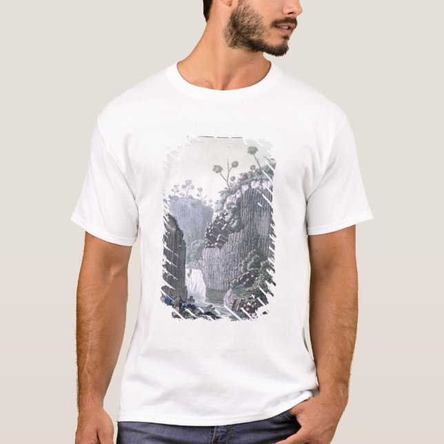 Camiseta Exploradores com expedição de Humboldt no basalto (Frente)