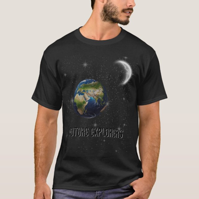 Camiseta Exploradores Futuros - Design de Espaço para Adven (Frente)