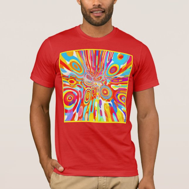 Camiseta Explorando Padrão Colorido Vibrante (Frente)