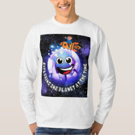 Camiseta Explorando um planeta na época. Rapaz em um foguet