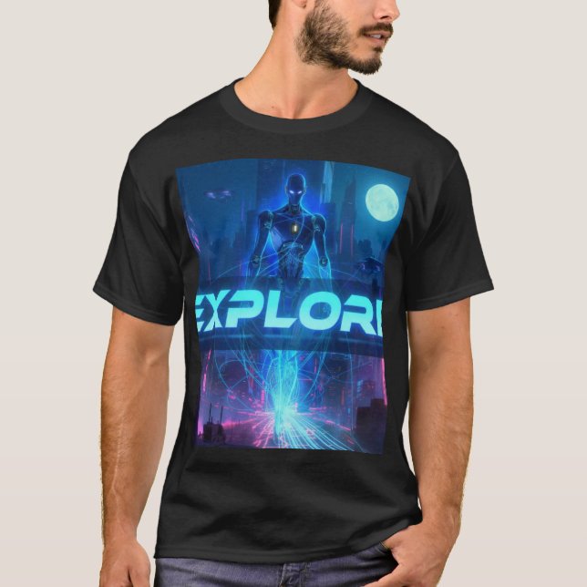 Camiseta EXPLORAR - Cidade de Ficção Científica Cyberpunk A (Frente)