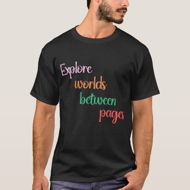 Camiseta Explorar mundos entre páginas, amante de livros (Frente)