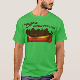 Camiseta Explorar o Parque Nacional Zion Retro 70s80s Strip