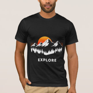 Camiseta Explorar o pôr do sol da montanha na natureza Desi