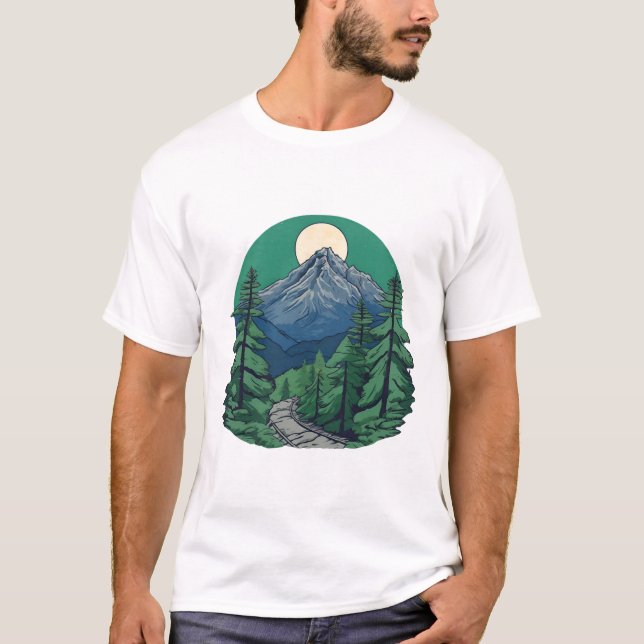Camiseta Explorar o Wild: Aventura nas Montanhas e Natureza (Frente)