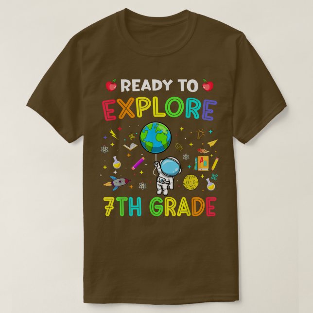 Camiseta Explore 7th Grade Back To School Astronaut Space E (Frente do Design)