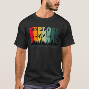 Camiseta Explore A Aventura Chamar De Montanha Retro Vintag