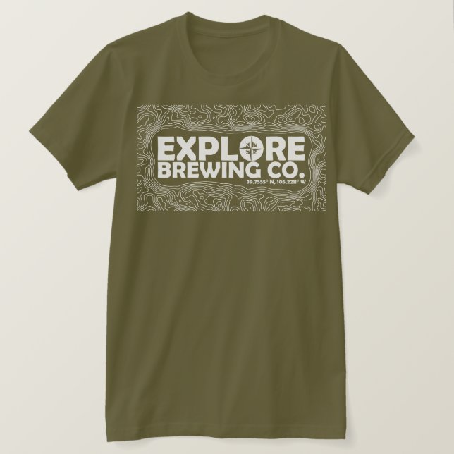 Camiseta Explore a fabricação de cerveja (o impressão (Frente do Design)