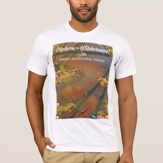 Camiseta Explore a Natureza Selvagem! Visite os EUA (Frente)