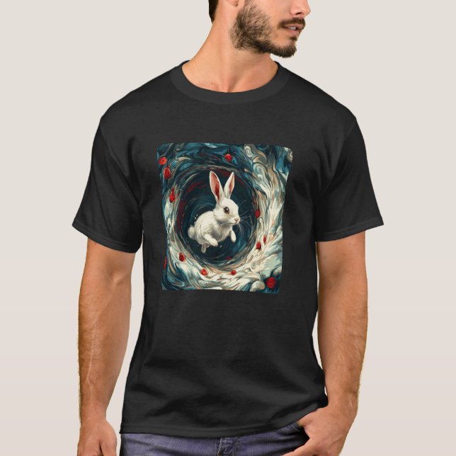Camiseta Explore a Toca do Coelho Encantado para Meninos e  (Frente)