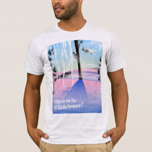 Camiseta Explore a vida selvagem! Pegadas de animais no inv