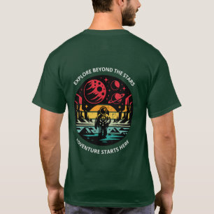 Camiseta Explore Além Das Estrelas Aventura Espacial Retro