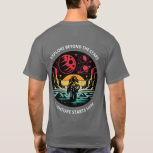 Camiseta Explore Além Das Estrelas Aventura Espacial Retro