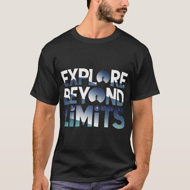 Camiseta Explore Além dos Limites Aventura Espacial  (Frente)