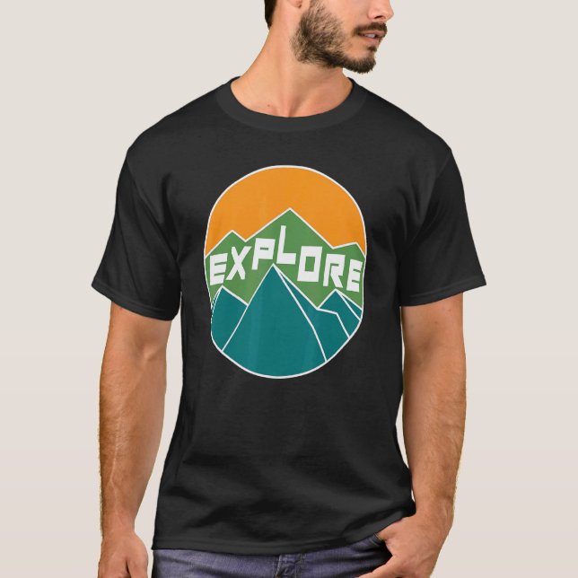 Camiseta Explore, Caminhada, Acampamento (Frente)