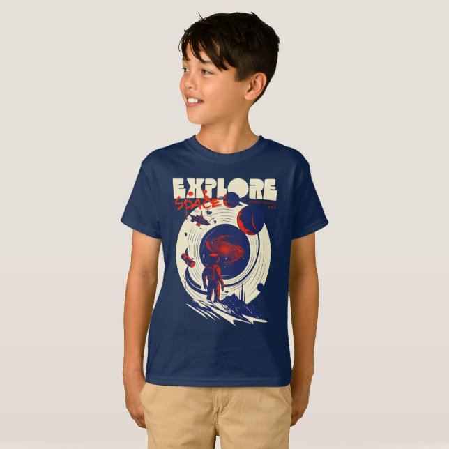 Camiseta Explore Espaço - Astronauta Cósmico (Frente Completa)