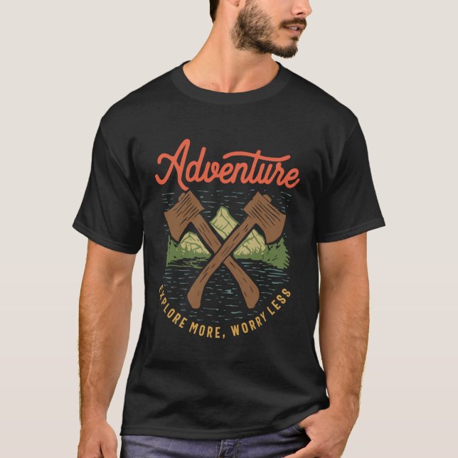 Camiseta Explore mais, se preocupe menos - aventura inspira (Frente)