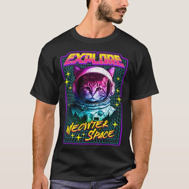 Camiseta Explore Meowter Space  80s Style Astronaut Space C (Frente)
