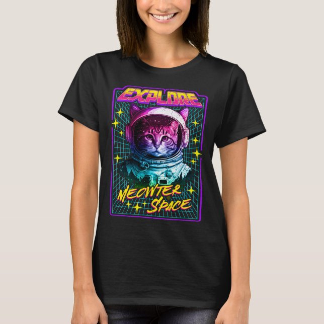 Camiseta Explore Meowter Space  80s Style Astronaut Space C (Frente)
