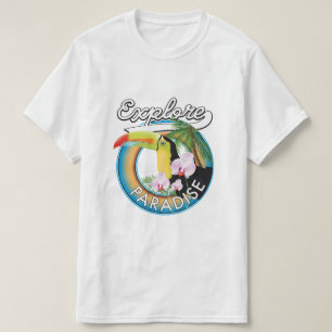 Camiseta Explore o cartoon de logotipo do Viagem do Paradis