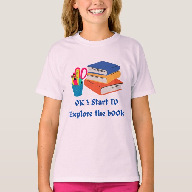 Camiseta Explore o livro - Bela volta à leitura da garota d (Frente)